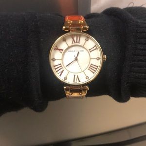 Anne Klein brown leather strap watches